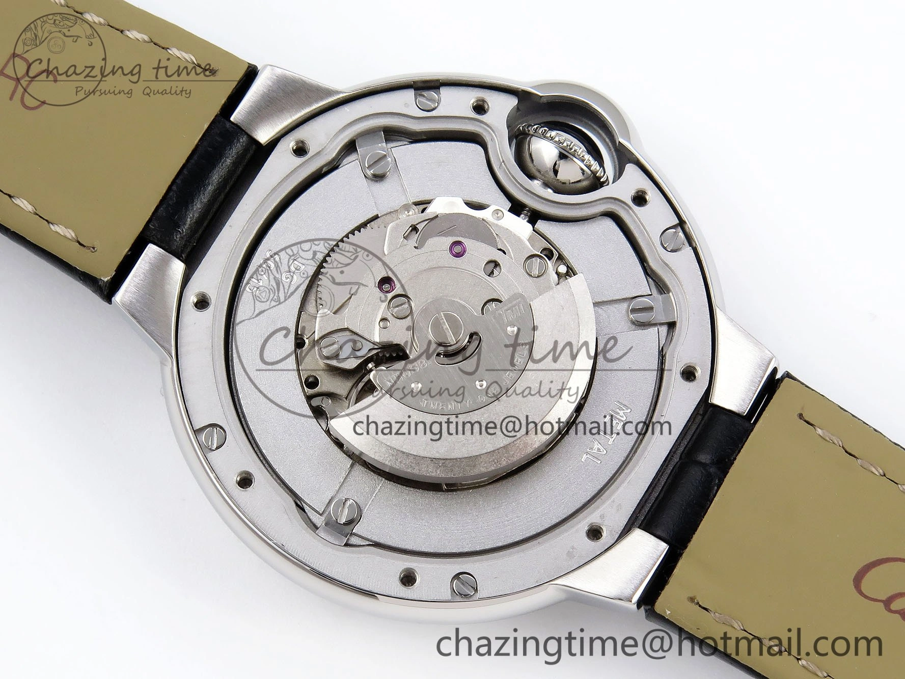 Ballon Bleu 33mm SS AF 1:1 Best Edition Silver Diamonds Dial on Black Leather Strap SEIKO NH05A