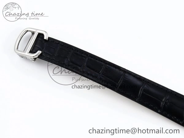 Ballon Bleu 33mm SS AF 1:1 Best Edition Silver Diamonds Dial on Black Leather Strap SEIKO NH05A