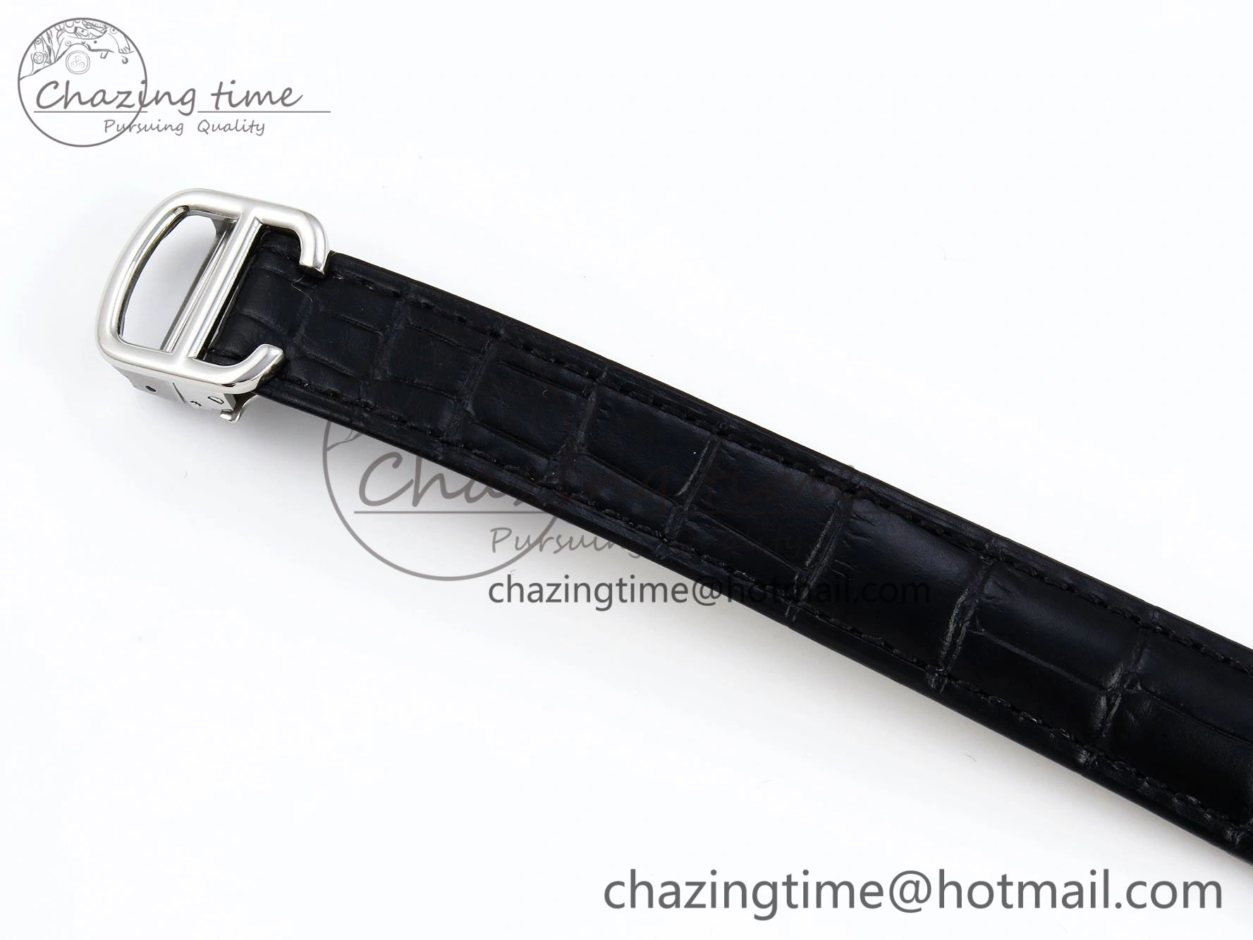 Ballon Bleu 33mm SS AF 1:1 Best Edition Silver Diamonds Dial on Black Leather Strap SEIKO NH05A