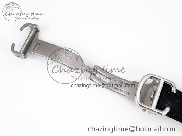 Ballon Bleu 33mm SS AF 1:1 Best Edition Silver Diamonds Dial on Black Leather Strap SEIKO NH05A