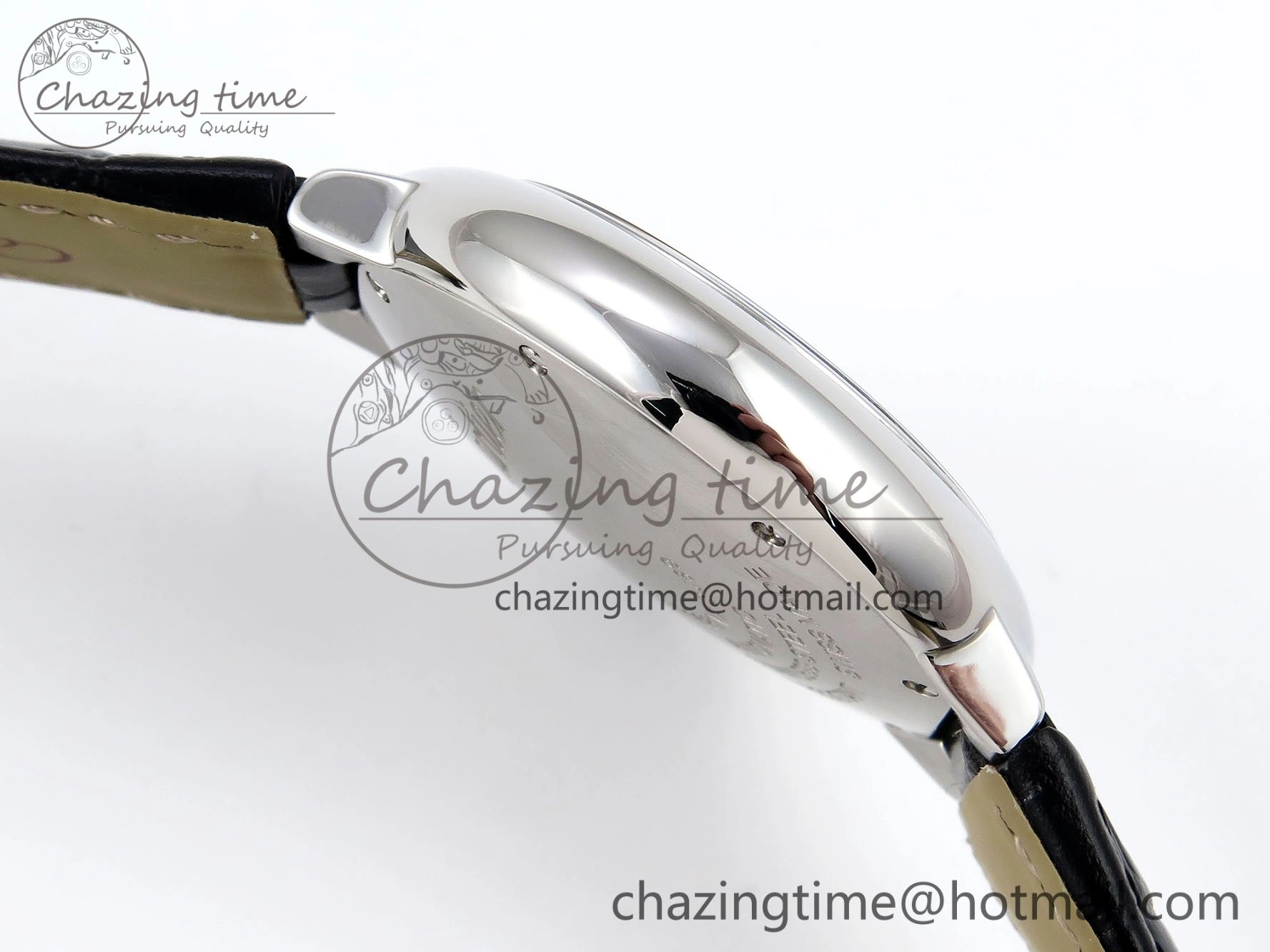 Ballon Bleu 33mm SS AF 1:1 Best Edition Silver Diamonds Dial on Black Leather Strap SEIKO NH05A