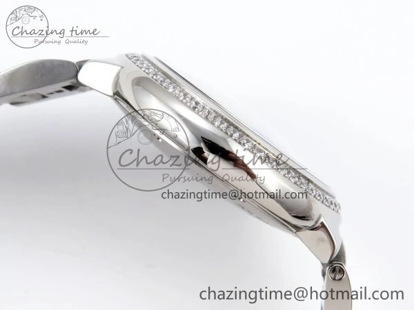 Ballon Bleu 33mm SS AF 1:1 Best Edition White Dial Diamonds Bezel on SS Bracelet SEIKO NH05A (Quick Release)