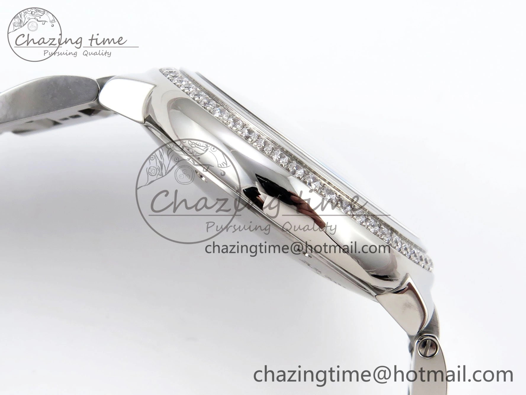 Ballon Bleu 33mm SS AF 1:1 Best Edition White Dial Diamonds Bezel on SS Bracelet SEIKO NH05A (Quick Release)