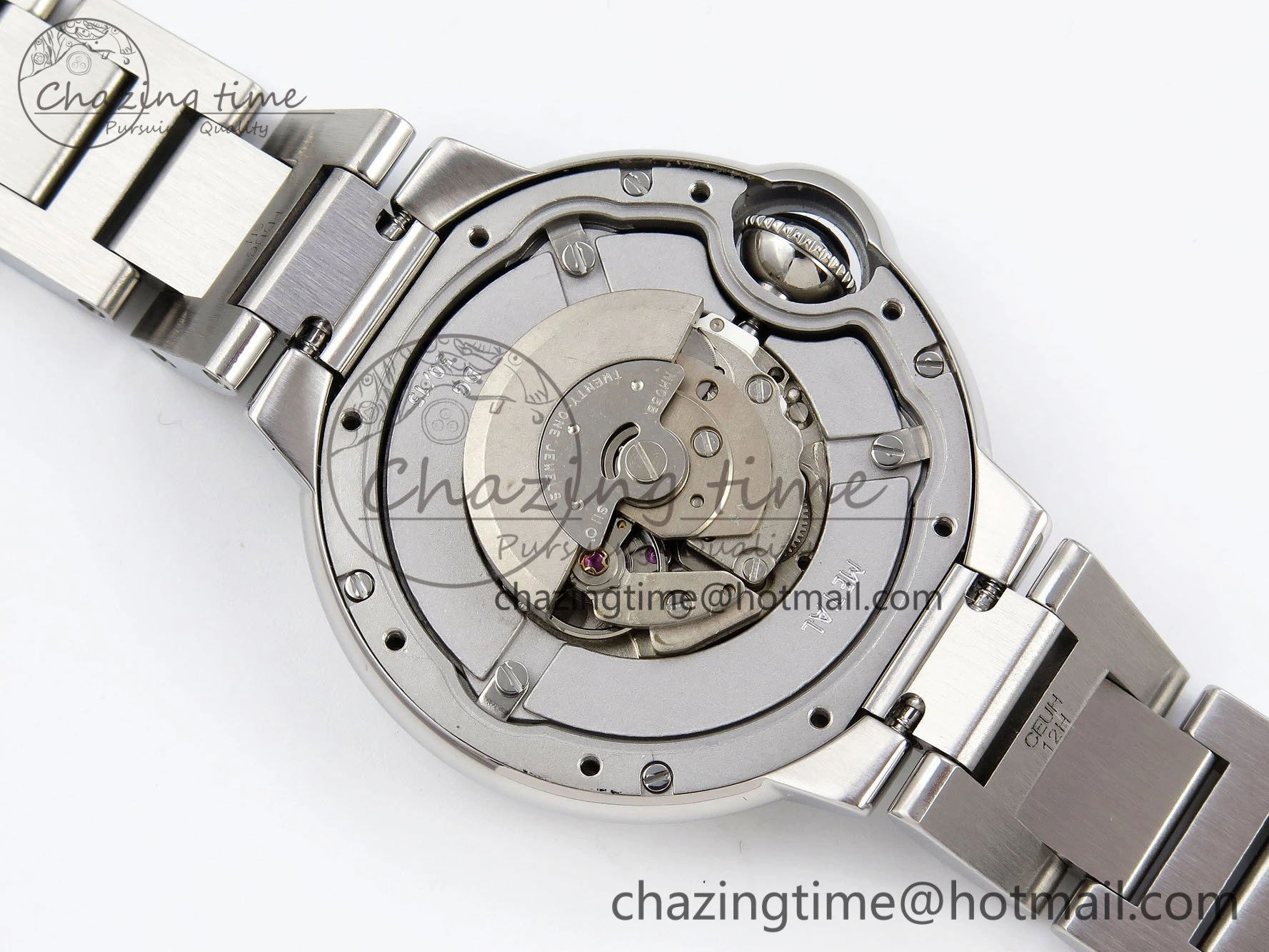 Ballon Bleu 33mm SS AF 1:1 Best Edition White Dial Diamonds Bezel on SS Bracelet SEIKO NH05A (Quick Release)