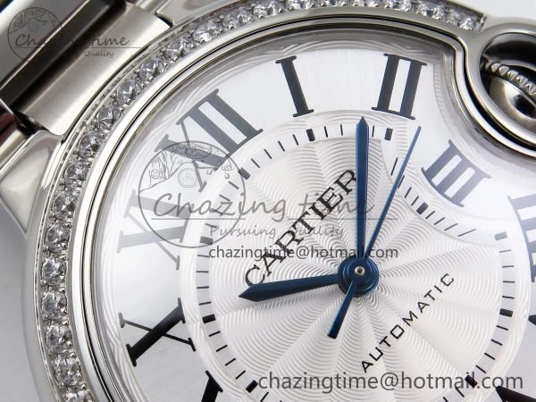 Ballon Bleu 33mm SS AF 1:1 Best Edition White Dial Diamonds Bezel on SS Bracelet SEIKO NH05A (Quick Release)