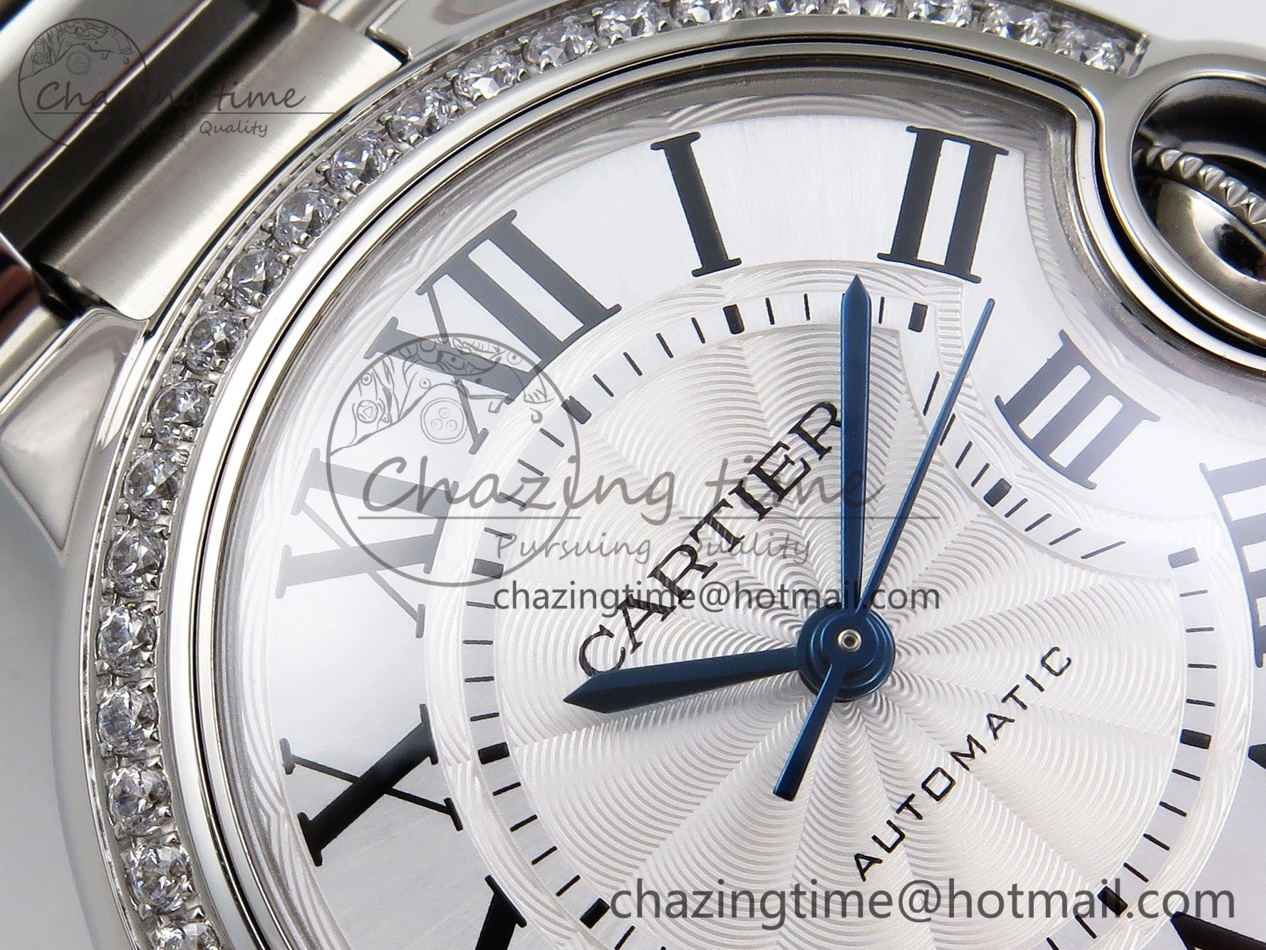 Ballon Bleu 33mm SS AF 1:1 Best Edition White Dial Diamonds Bezel on SS Bracelet SEIKO NH05A (Quick Release)