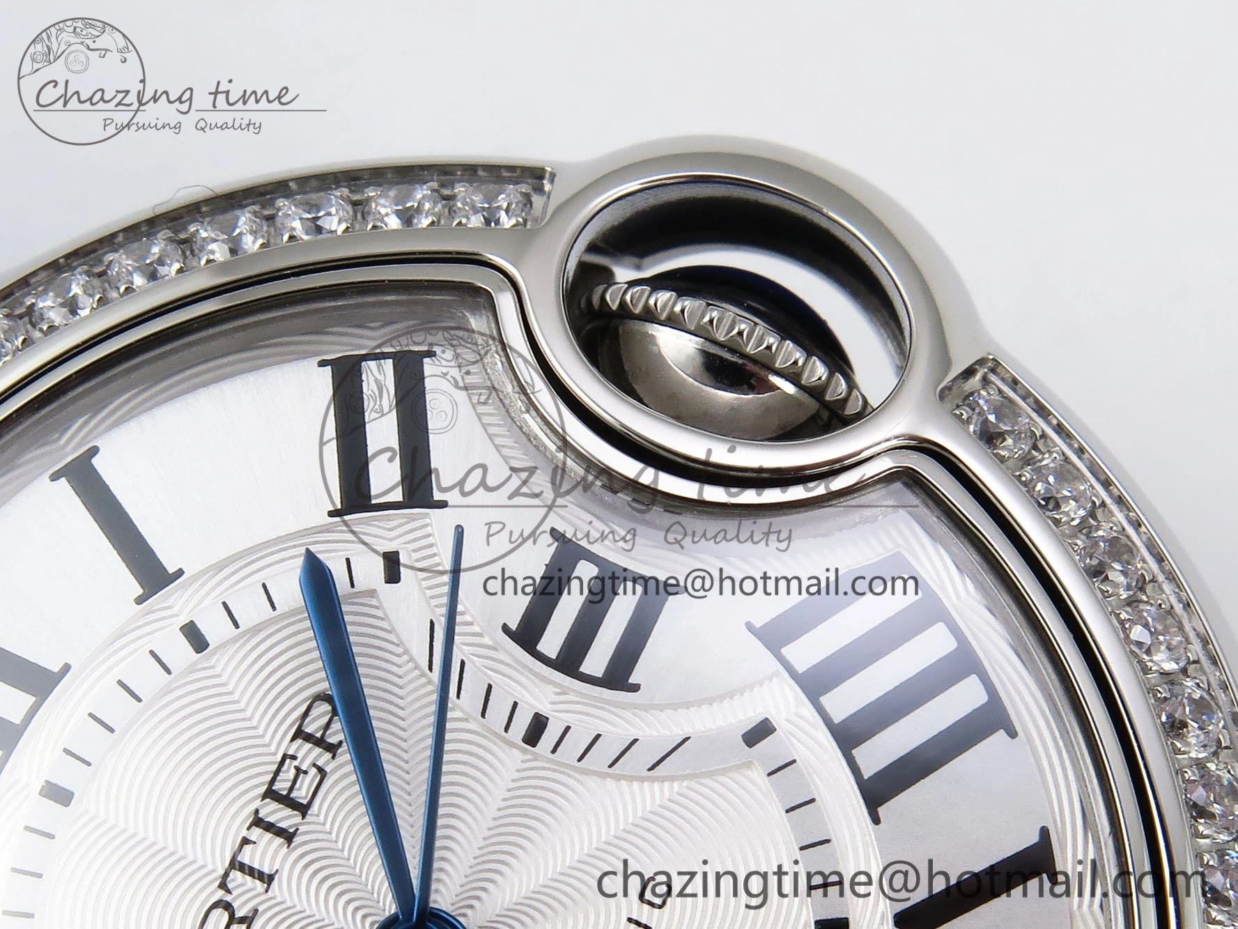 Ballon Bleu 33mm SS AF 1:1 Best Edition White Dial Diamonds Bezel on SS Bracelet SEIKO NH05A (Quick Release)