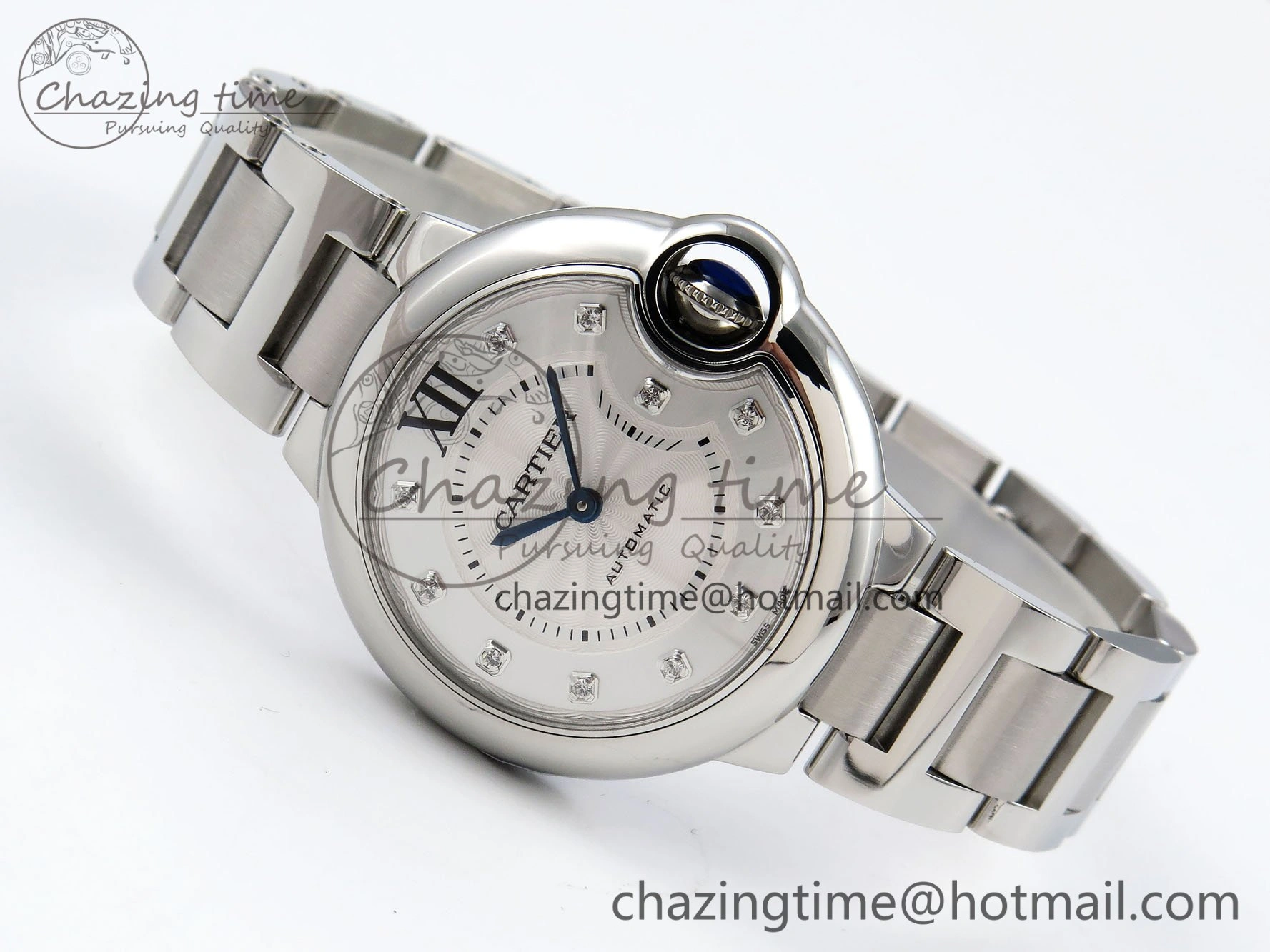 Ballon Bleu 33mm SS AF 1:1 Best Edition White Diamonds Dial on SS Bracelet SEIKO NH05A