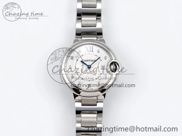 Ballon Bleu 33mm SS AF 1:1 Best Edition White Diamonds Dial on SS Bracelet SEIKO NH05A