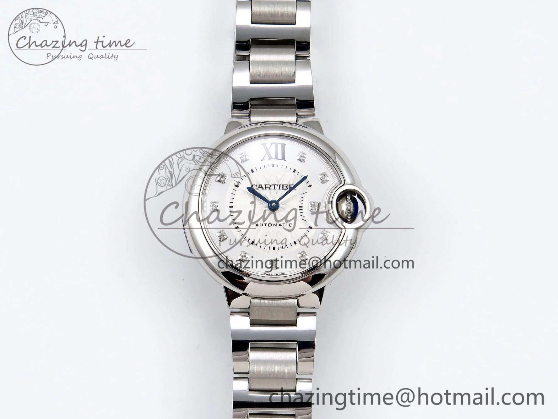 Ballon Bleu 33mm SS AF 1:1 Best Edition White Diamonds Dial on SS Bracelet SEIKO NH05A