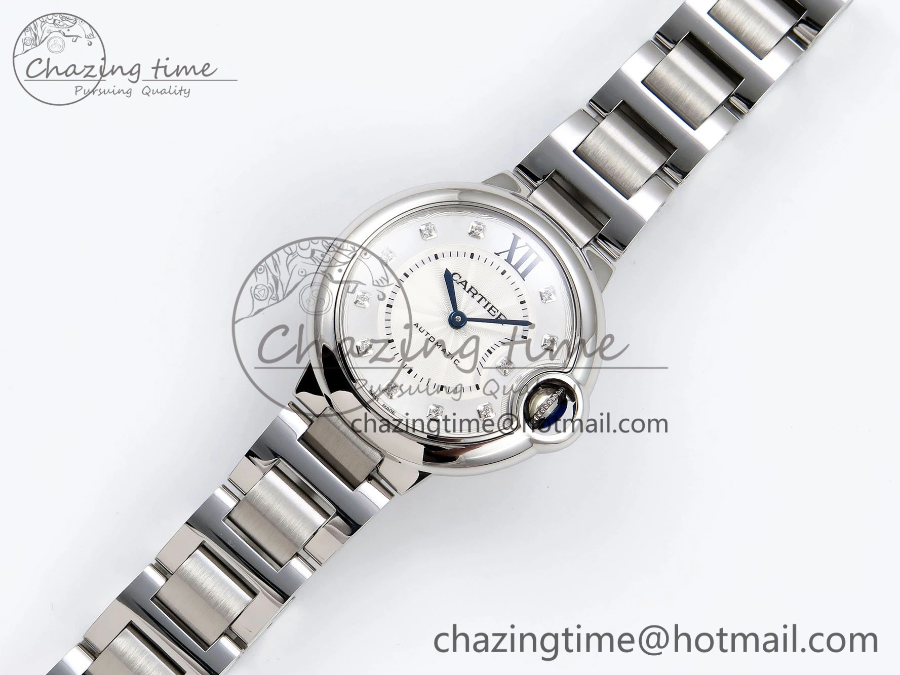 Ballon Bleu 33mm SS AF 1:1 Best Edition White Diamonds Dial on SS Bracelet SEIKO NH05A