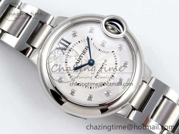 Ballon Bleu 33mm SS AF 1:1 Best Edition White Diamonds Dial on SS Bracelet SEIKO NH05A