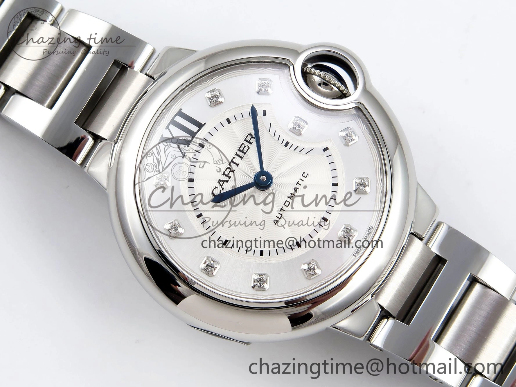 Ballon Bleu 33mm SS AF 1:1 Best Edition White Diamonds Dial on SS Bracelet SEIKO NH05A