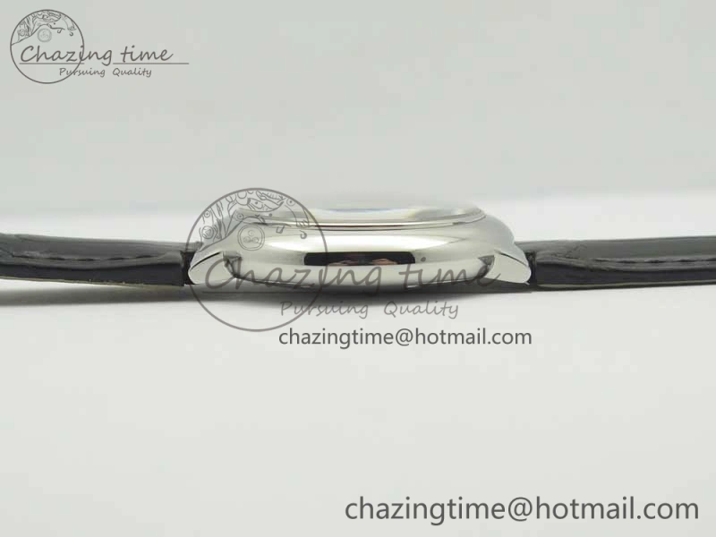 Ballon Bleu 33mm SS AF 1:1 Best Edition White Textured Dial On Black Leather Strap Cal.076