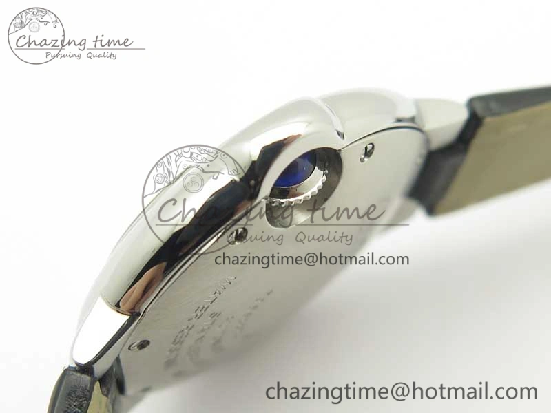 Ballon Bleu 33mm SS AF 1:1 Best Edition White Textured Dial On Black Leather Strap Cal.076