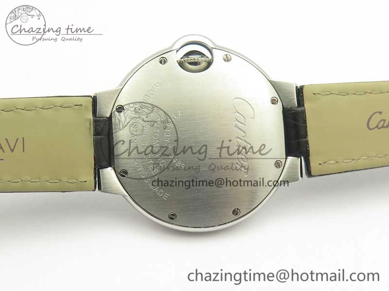 Ballon Bleu 33mm SS AF 1:1 Best Edition White Textured Dial On Black Leather Strap Cal.076
