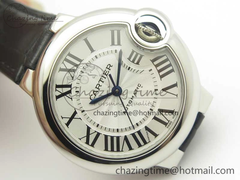 Ballon Bleu 33mm SS AF 1:1 Best Edition White Textured Dial On Black Leather Strap Cal.076