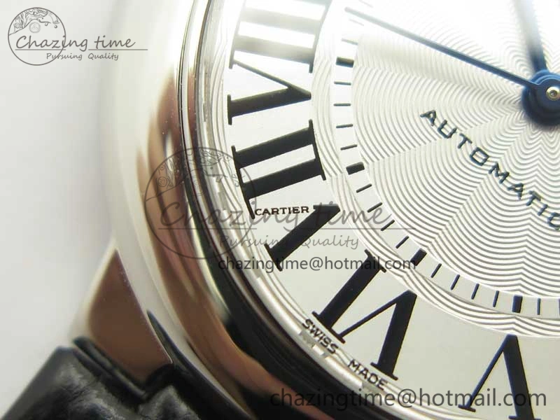 Ballon Bleu 33mm SS AF 1:1 Best Edition White Textured Dial On Black Leather Strap Cal.076