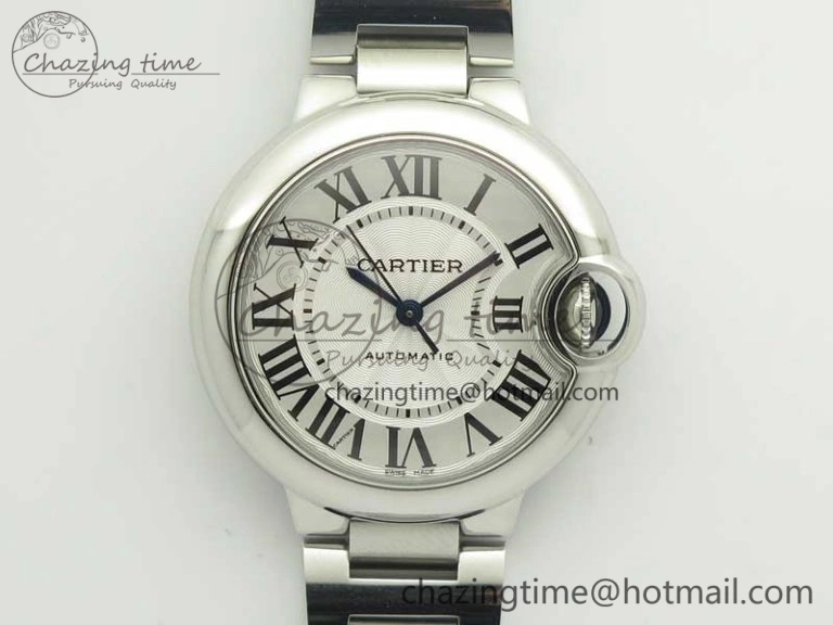 Ballon Bleu 33mm SS AF 1:1 Best Edition White Textured Dial On SS Bracelet Cal.076