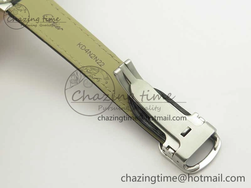 Ballon Bleu 33mm SS AF 1:1 Best Edition White Textured Dial on Black Leather Strap SEIKO NH05A