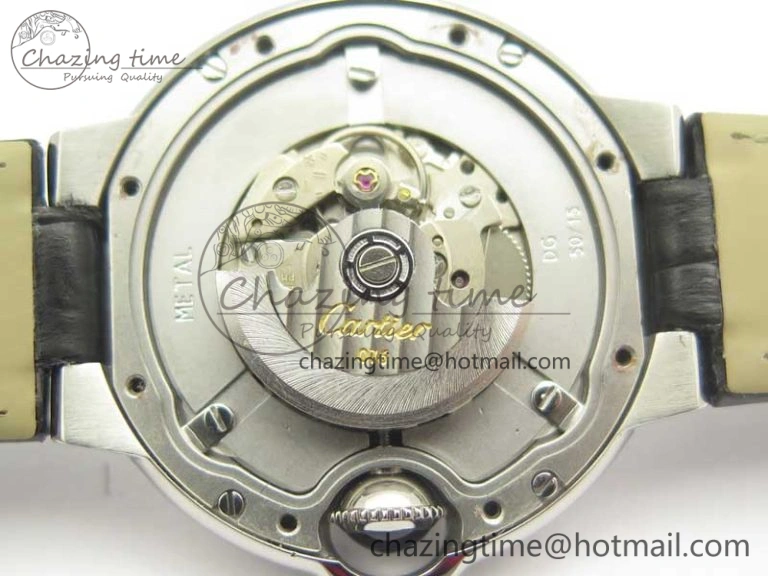 Ballon Bleu 33mm SS AF 1:1 Best Edition White Textured Dial on Black Leather Strap SEIKO NH05A