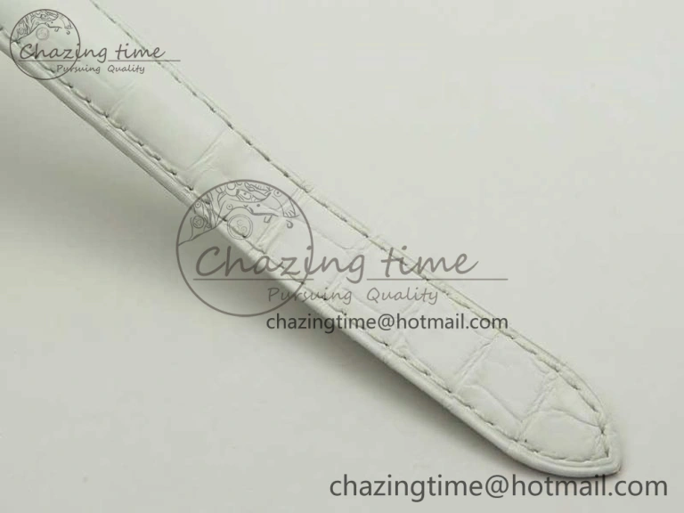 Ballon Bleu 33mm SS AF 1:1 Best Edition White Textured Dial on Crocodile Strap Jap Quartz