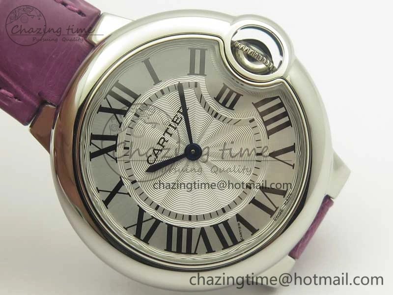 Ballon Bleu 33mm SS AF 1:1 Best Edition White Textured Dial on Crocodile Strap Jap Quartz