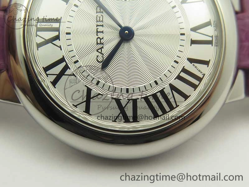 Ballon Bleu 33mm SS AF 1:1 Best Edition White Textured Dial on Crocodile Strap Jap Quartz