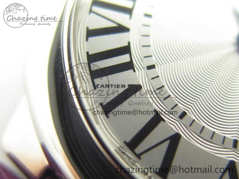Ballon Bleu 33mm SS AF 1:1 Best Edition White Textured Dial on Crocodile Strap Jap Quartz