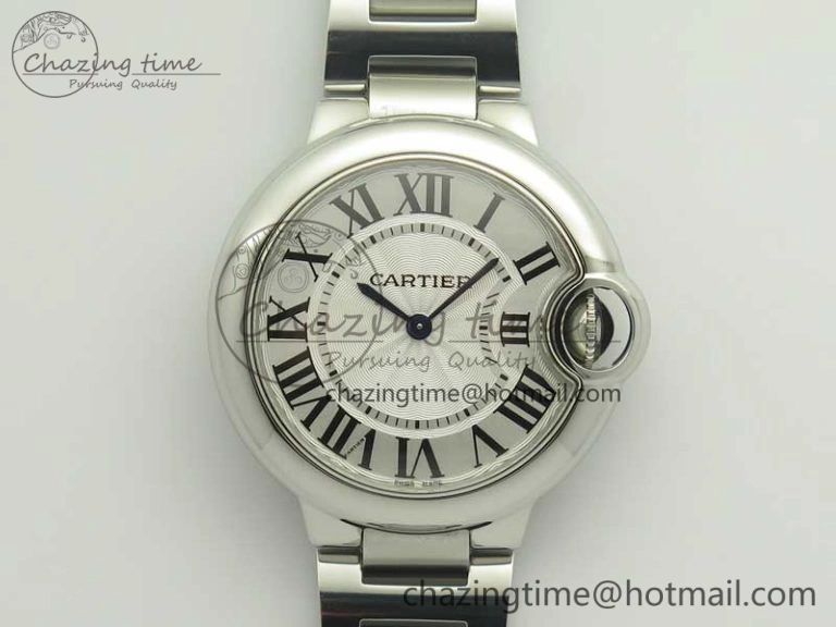 Ballon Bleu 33mm SS AF 1:1 Best Edition White Textured Dial on SS Bracelet Jap Quartz