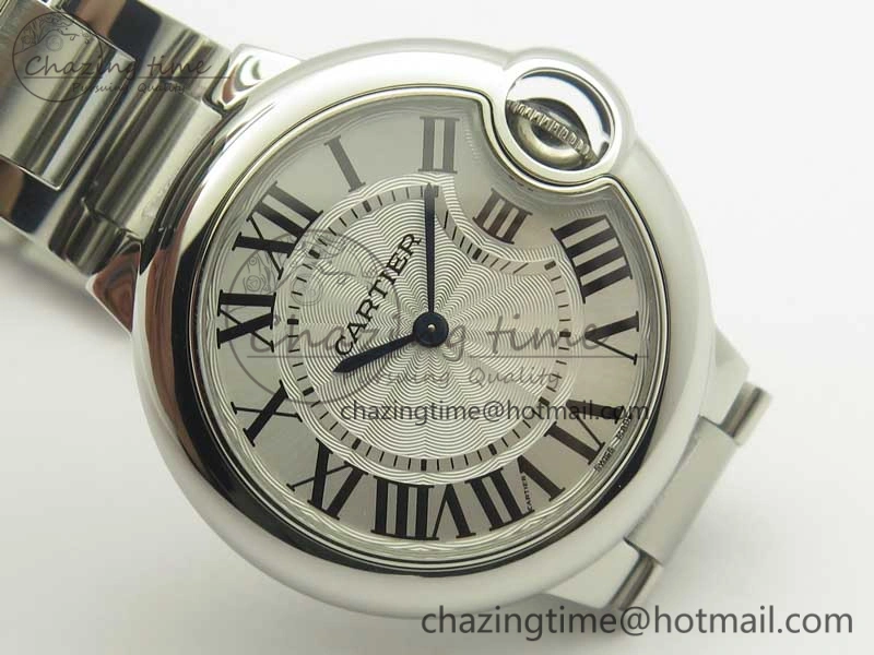 Ballon Bleu 33mm SS AF 1:1 Best Edition White Textured Dial on SS Bracelet Jap Quartz