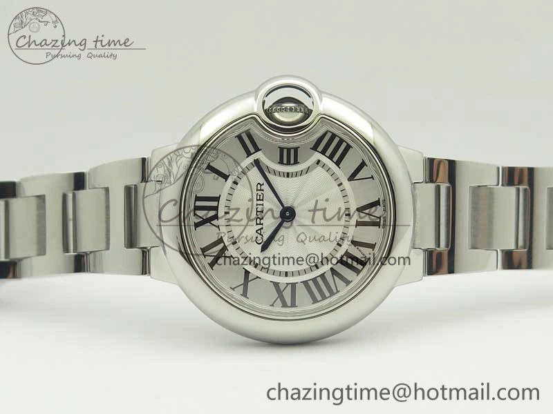 Ballon Bleu 33mm SS AF 1:1 Best Edition White Textured Dial on SS Bracelet Jap Quartz
