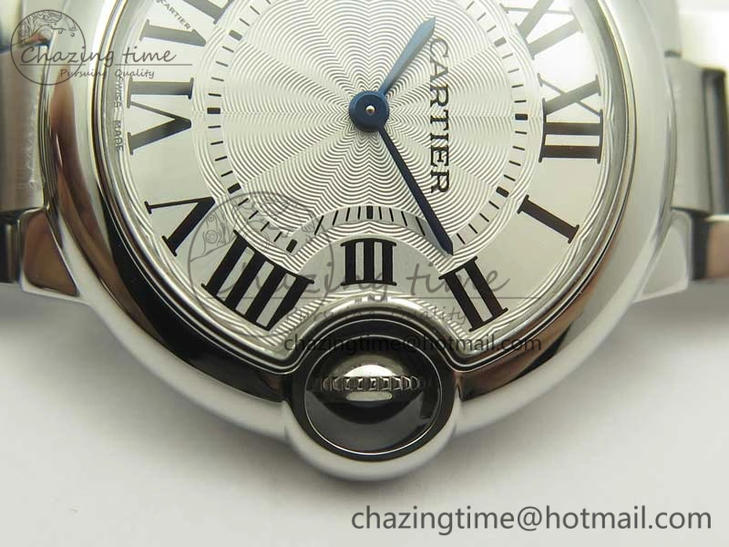 Ballon Bleu 33mm SS AF 1:1 Best Edition White Textured Dial on SS Bracelet Jap Quartz
