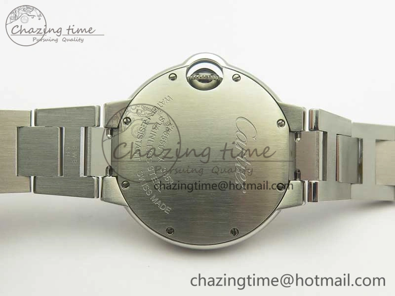 Ballon Bleu 33mm SS AF 1:1 Best Edition White Textured Dial on SS Bracelet Jap Quartz