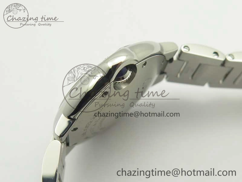 Ballon Bleu 33mm SS AF 1:1 Best Edition White Textured Dial on SS Bracelet Jap Quartz
