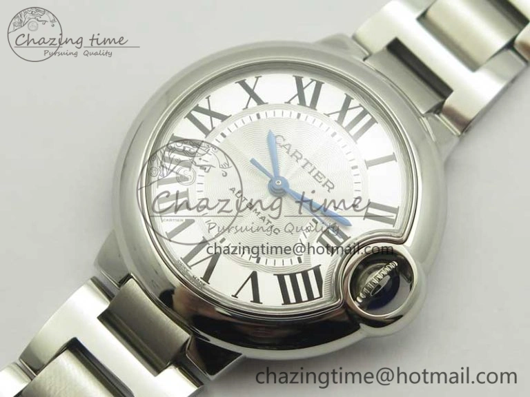 Ballon Bleu 33mm SS AF 1:1 Best Edition White Textured Dial on SS Bracelet SEIKO NH05A