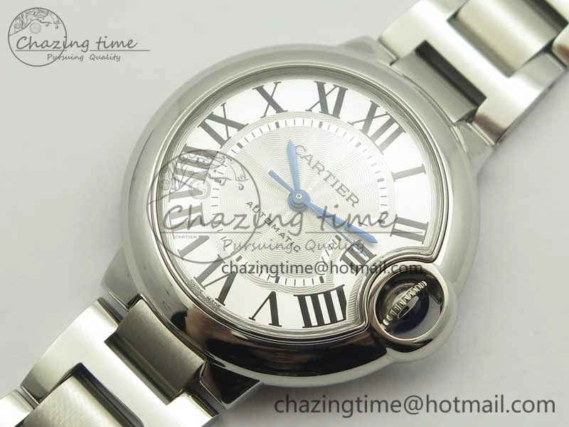 Ballon Bleu 33mm SS AF 1:1 Best Edition White Textured Dial on SS Bracelet SEIKO NH05A
