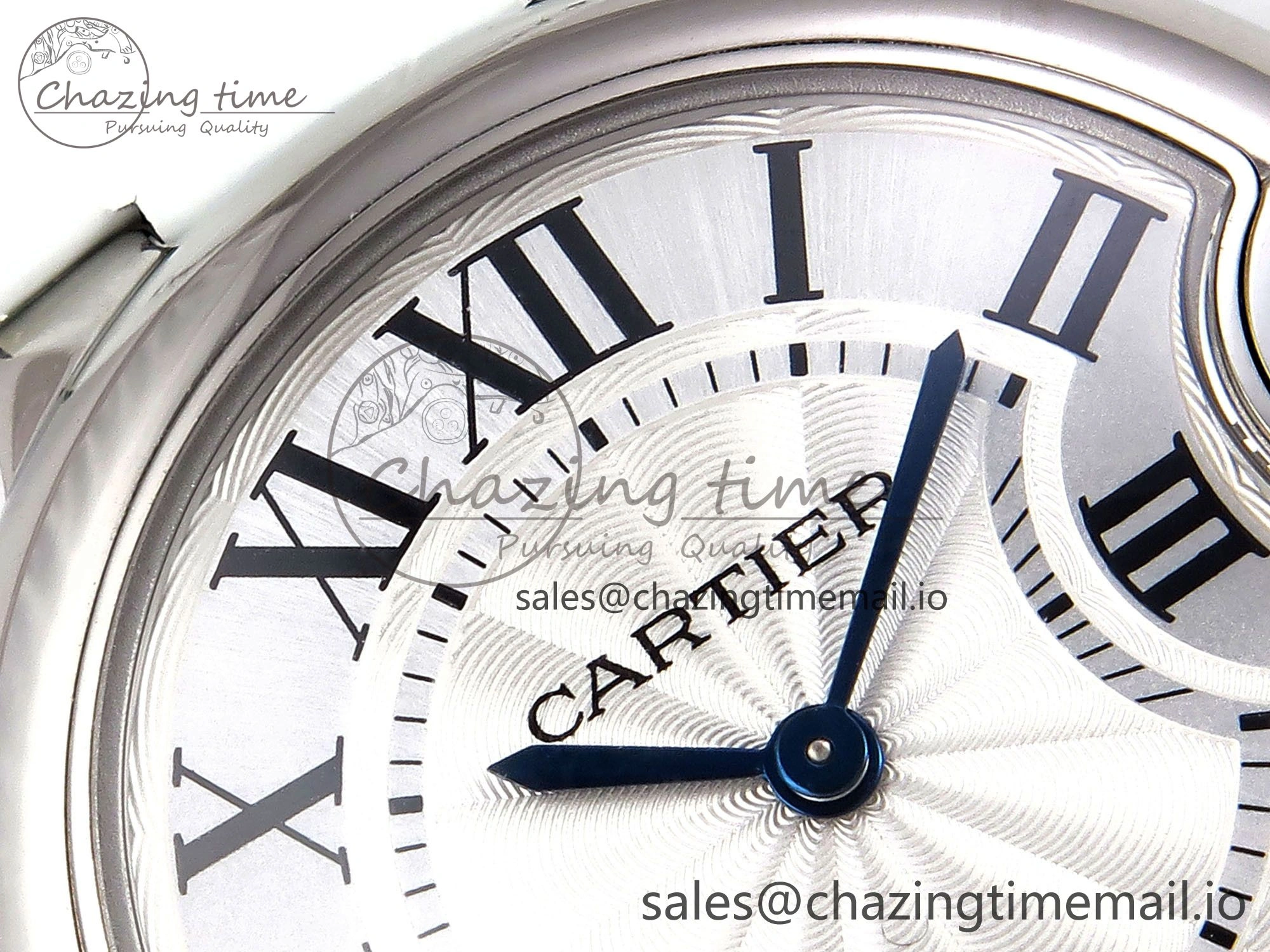 Ballon Bleu 33mm SS AF 1:1 Best Edition White Textured Dial on White Crocodile Strap Jap Quartz