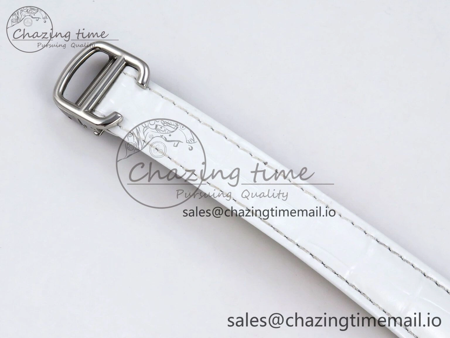 Ballon Bleu 33mm SS AF 1:1 Best Edition White Textured Dial on White Crocodile Strap Jap Quartz