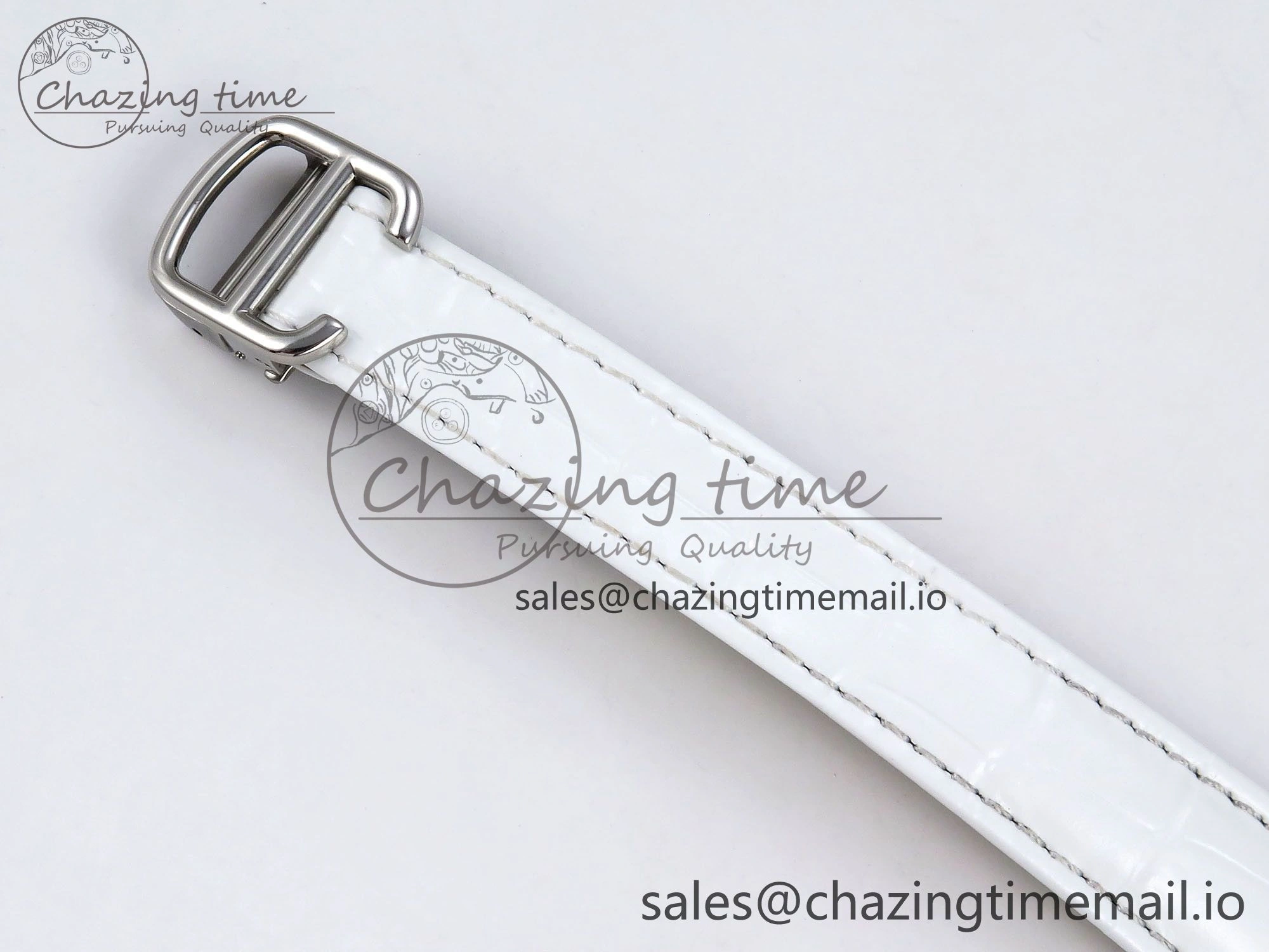 Ballon Bleu 33mm SS AF 1:1 Best Edition White Textured Dial on White Crocodile Strap Jap Quartz