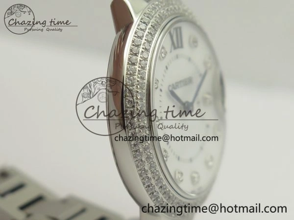 Ballon Bleu 33mm SS Diamond Bezel V6F 1:1 Best Edition White MOP Dial On SS Bracelet Quartz
