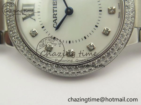 Ballon Bleu 33mm SS Diamond Bezel V6F 1:1 Best Edition White MOP Dial On SS Bracelet Quartz