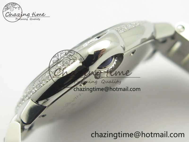 Ballon Bleu 33mm SS Diamond Bezel V6F 1:1 Best Edition White MOP Dial On SS Bracelet Quartz