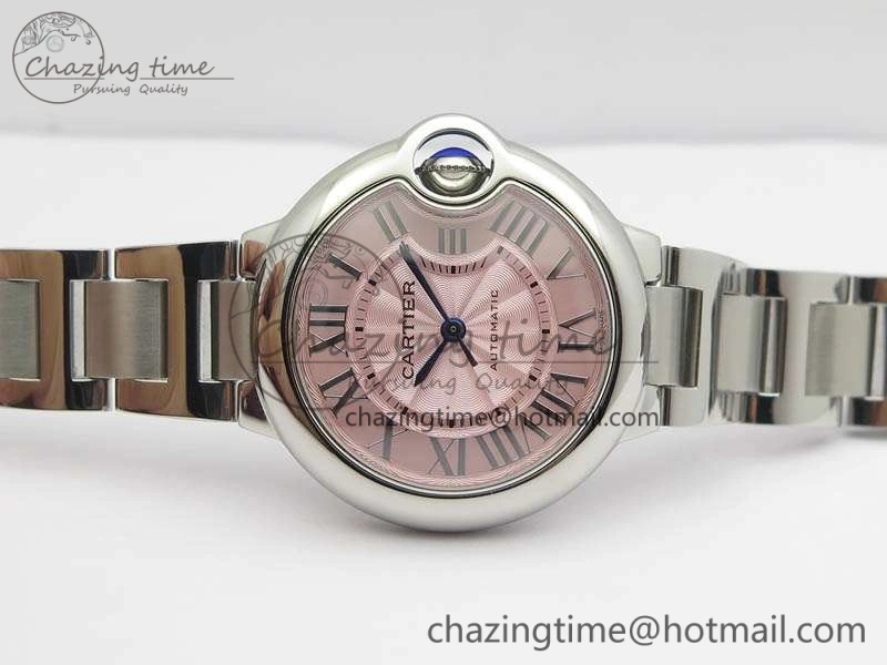 Ballon Bleu 33mm SS TW 1:1 Best Edition Pink Textured Dial On SS Bracelet SEIKO NH05A