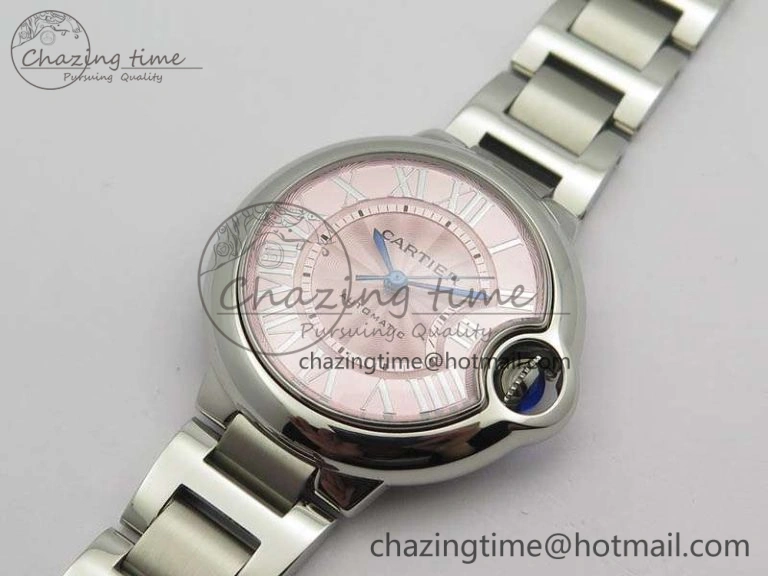 Ballon Bleu 33mm SS TW 1:1 Best Edition Pink Textured Dial On SS Bracelet SEIKO NH05A