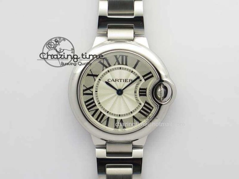 Ballon Bleu 33mm SS TW 1:1 Best Edition White Dial On SS Bracelet Ronda Quartz