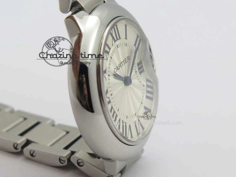 Ballon Bleu 33mm SS TW 1:1 Best Edition White Dial On SS Bracelet Ronda Quartz