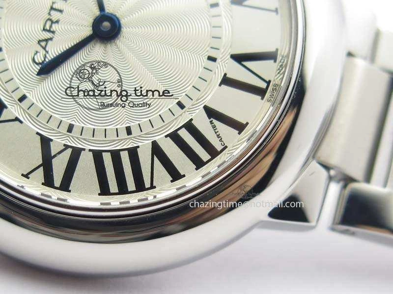 Ballon Bleu 33mm SS TW 1:1 Best Edition White Dial On SS Bracelet Ronda Quartz
