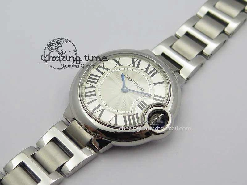 Ballon Bleu 33mm SS TW 1:1 Best Edition White Dial On SS Bracelet Ronda Quartz