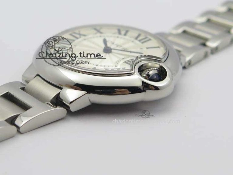 Ballon Bleu 33mm SS TW 1:1 Best Edition White Dial On SS Bracelet Ronda Quartz